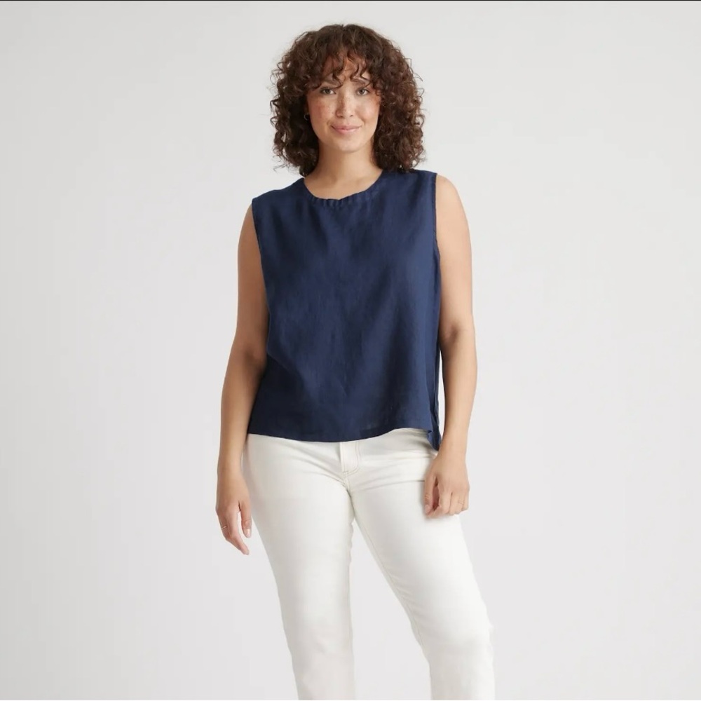 Quince Navy Blue Linen Tank Medium